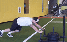 Exercise Physiology Client Using Weighted Sled Using weighted sled in clinic